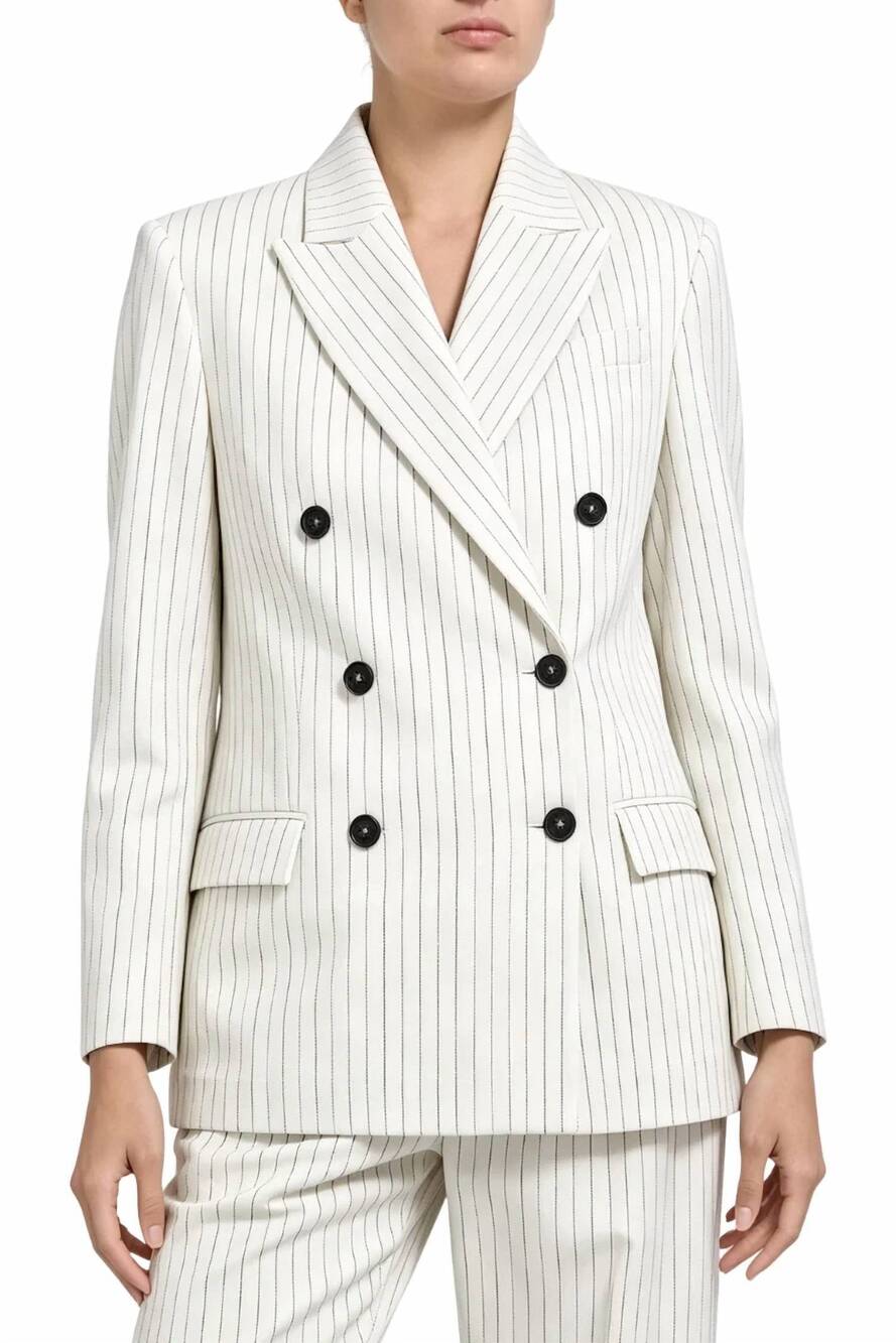NEW BRUNELLO CUCINELLI striped tailored jacket in ecru and black
